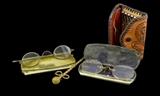 4 Pc. Antique Spectacle w/ EPNS Case & Key Holder