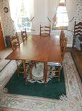 Drop Leaf Farm Table with 6 chairs (2 arm chairs)