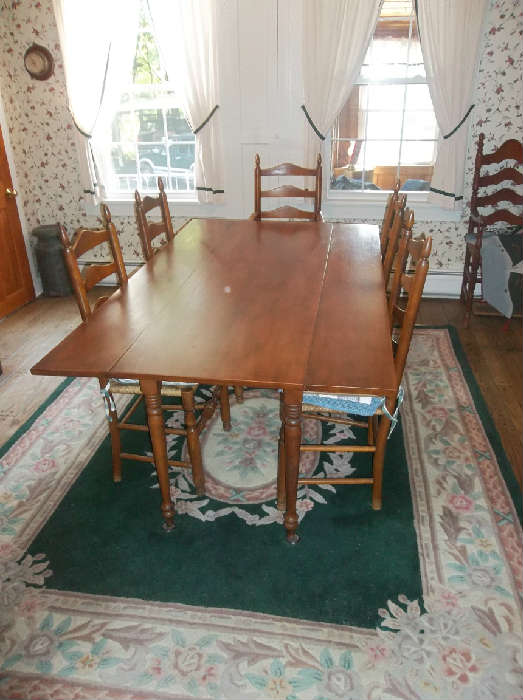 Drop Leaf Farm Table with 6 chairs (2 arm chairs)