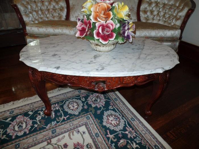 Marble and wood Coffee Table