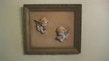 Vintage Cherubs on Velvet framed art.