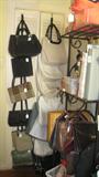 Large group of handbags, Este Lauder, Kate Spade, Crochet and some vintage leather and woven.