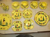 Quimper Ware Coffee Cup, salad plate, dinner plate, Fish Plate