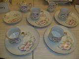 Lefton China -Magnolia snack tray with cup, candy dish, sugar & creamer
