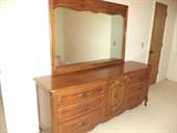 Thomasville furniture Double Dresser and King sized Headboard with side two drawer table.