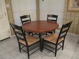 Ethan Allen Pedestal Table. 4 Chairs plus board