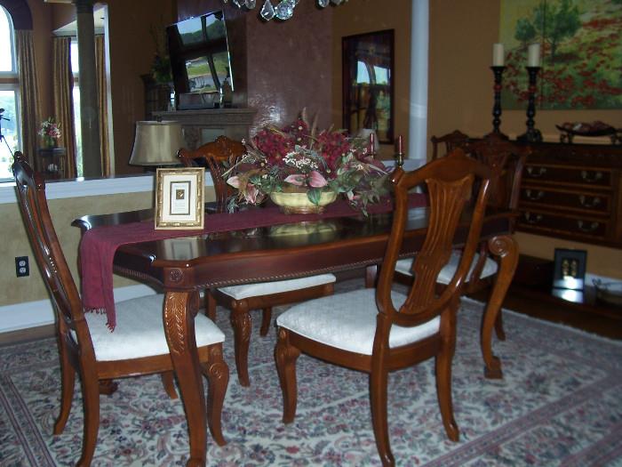 Dining Room Set, Table, 6 chairs, buffet, china cabinet $1900, Entire Set now $1800