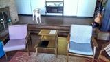 Brown-Salman end table, Baumritter chairs, DOG IS NOT FOR SALE