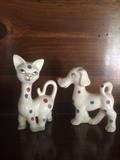 Ceramic spotted cat and dog from Japan