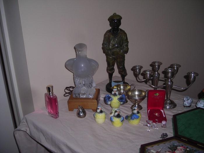 Lalique eagle, bronze statue, sterling, Waterford and more