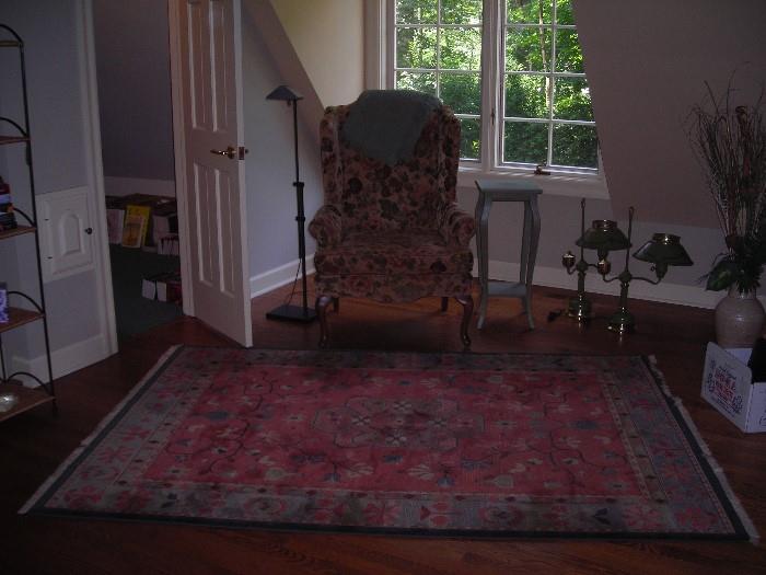 Nice chair and rug. 
