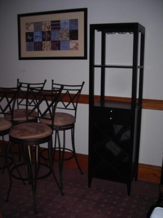 Wine rack and bar stools