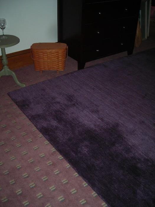 Purple rug and longaberger basket