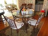glass & metal dining table w/4 chairs