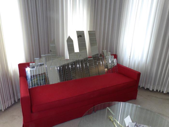 4 Piece Wall Mirror of New York City Skyline with Twin Towers.   Pre-9/11    Pre-Sale Item - $195