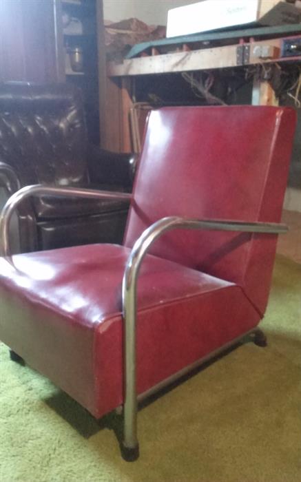 Mid Century Modern leather and chrome chair