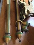 1930s original hand painted drapery rods, curtains and brAckets