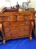 Empire chest with huge glass knobs, exquisite wood.