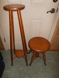Antique plant stand & ball & claw piano stool