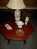 Vintage lamp table & glass