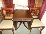 Drop leaf table & set of 4 lyre back chairs