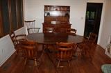 CHUSHMAN CHINA HUTCH , TABLE AND 6 CHAIRS