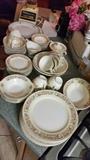52 Piece Crown Potteries Co. Dinner Set. Count for each plate, cup and saucer in Details section.       Made in USA 