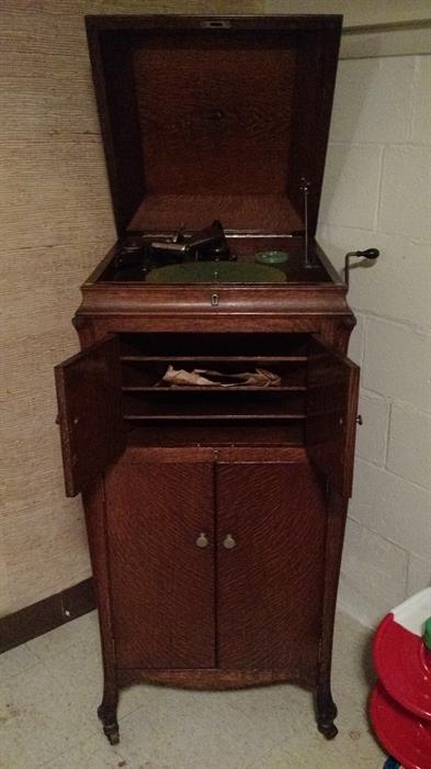 Victrola in amazing condition. Over 150 years old, still has bamboo needles! Beautiful piece for a collector.