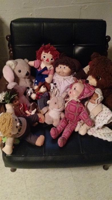 Antique dolls and stuffed animals