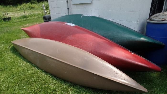 wilderness kayak, old town red canoe, green old town rogue river 14" canoe