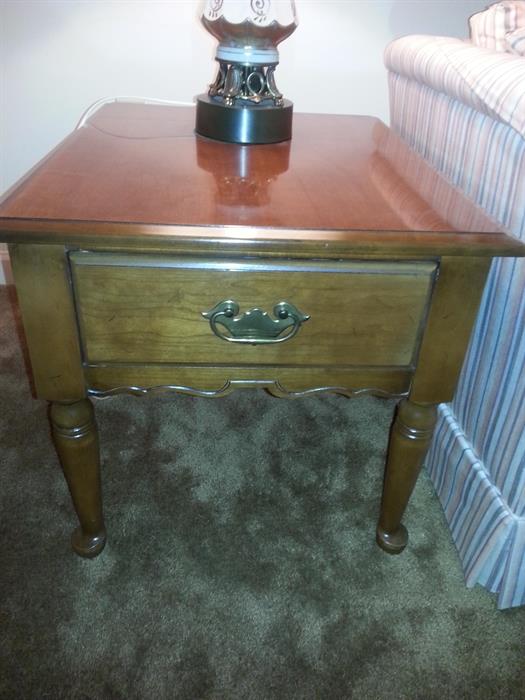 One of a pair of Drexel end tables