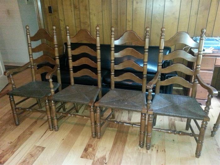 Set of heavy ladder back chairs