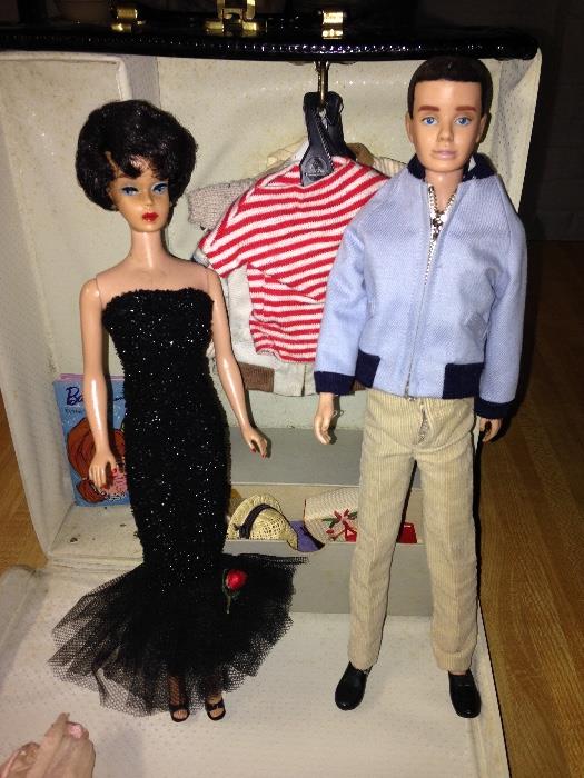 Vintage Barbie & Ken with ample clothing, accessories