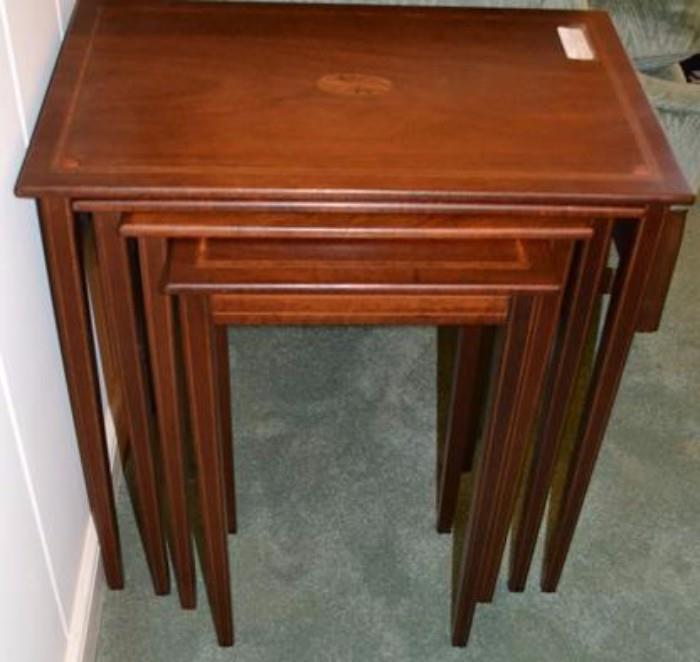 Nesting tables, inlaid, unknown maker