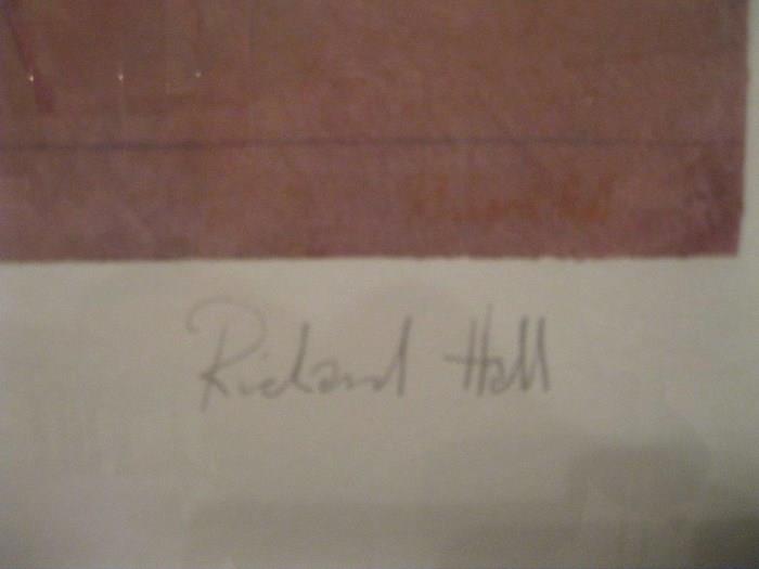 Signature of Richard Hall on piece art