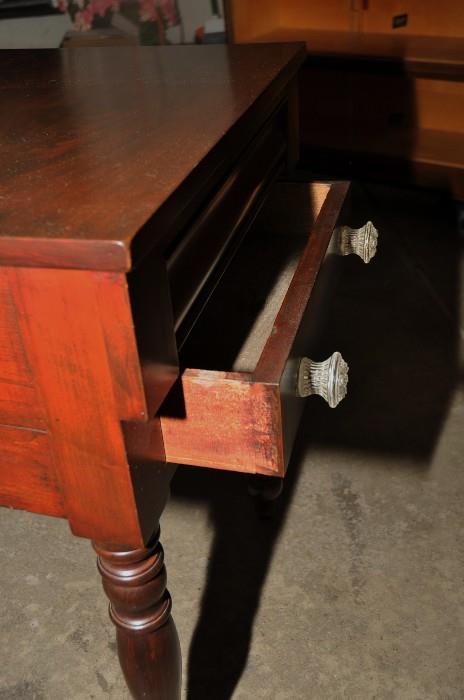 American Two Drawer Stand with Sandwich pulls
Transition from Federal to Empire
Great Turned Legs 
 

