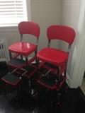 Retro Red Chairs w/Stepstools