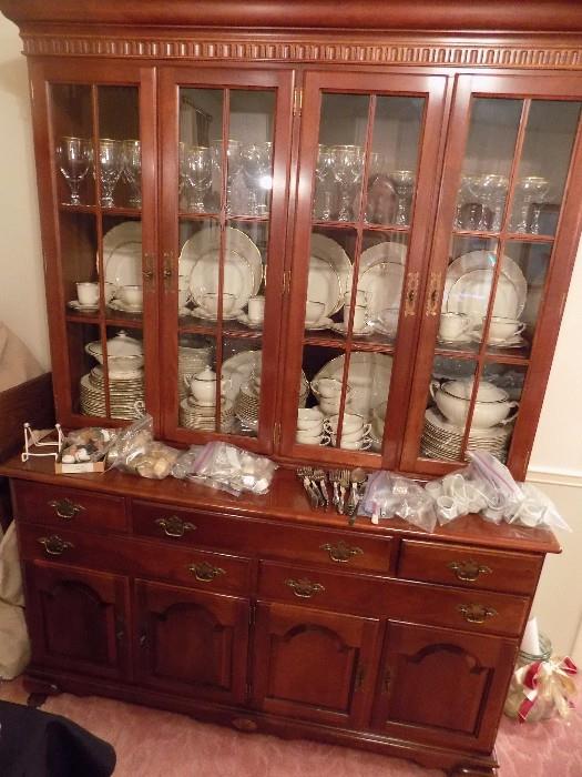 Matching china cabinet...shown with Syracuse china and Lenox crystal