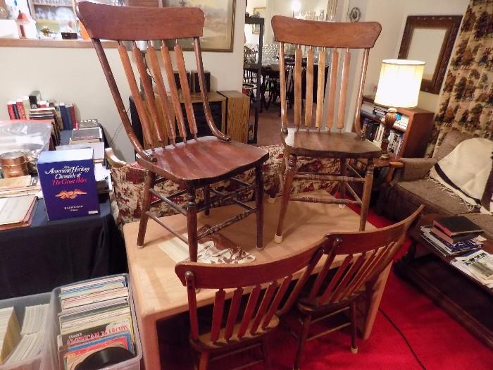 set of 4 oak chairs...parsons style desk