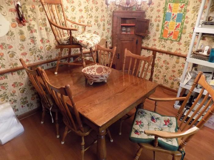 oak dining set with 6 chairs