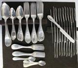 RARE NEW ORLEANS EARLY COIN SILVER FLATWARE SET