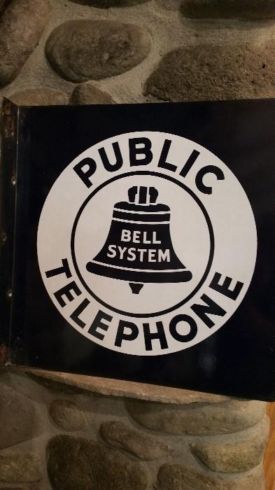 metal Bell System telephone sign