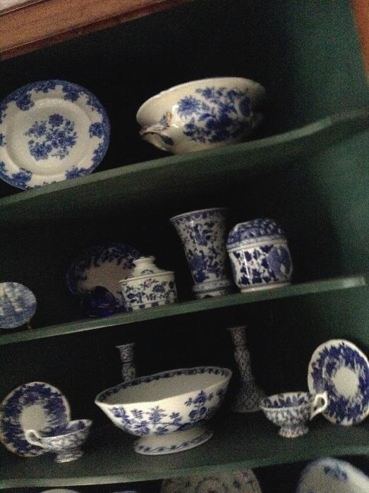 Many Blue & White China & Porcelain Pieces
