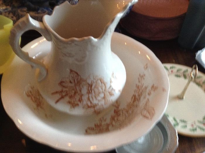 Antique Bowl and Pitcher
