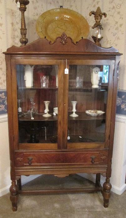 1920's china cabinet (part of dining room suite) Lenox vases & candlesticks inside)
