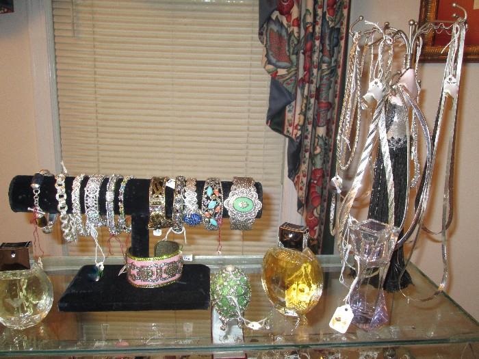 Sterling bangles, necklaces Judith Ripka, Nolan Miller, etc