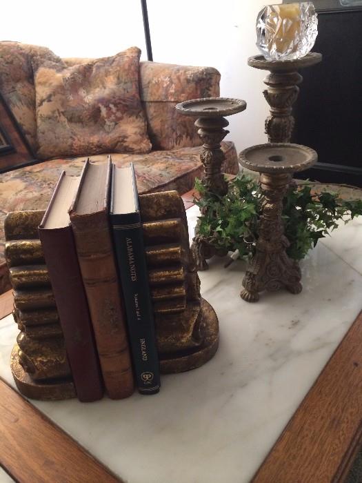      Attractive book ends & candleholders