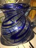 Blue swirl pitcher