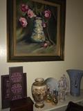 Variety of framed art and decorative items