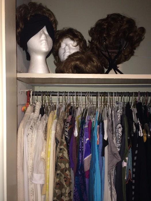        Variety of wigs and clothing